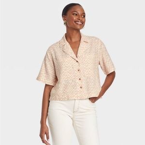 Universal Thread Co Pink and White Linen Shirt
